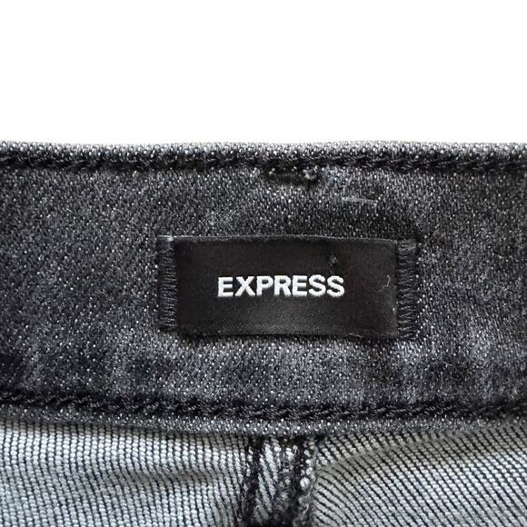 Express Jeans Women's Sz 2S 2 Short Black Skyscraper Mid Rise Flare Slit bootcut - Picture 5 of 14